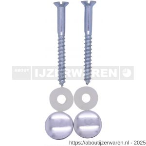 FISI closet toilet bevestigingsset DIN 97 6.0x70 mm verzinkt rozet en afdekkap chroom - W40896543 - afbeelding 1