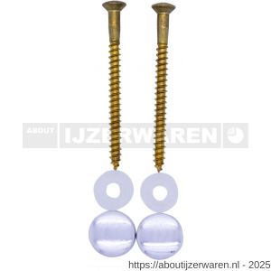 FISI closet toilet bevestigingsset DIN 95 5.5x70 mm messing rozet en afdekkap chroom - W40896523 - afbeelding 1