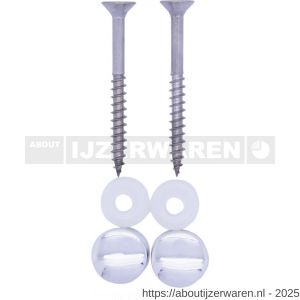 FISI closet toilet bevestigingsset 6.6x60 mm verzonken kop VK RVS A2 Pozidriv rozet en afdekkap chroom - W40896528 - afbeelding 1