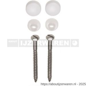 FISI closet toilet bevestigingsset DIN 571 6x70 mm verzinkt rozet en afdekkap wit - W40896526 - afbeelding 1