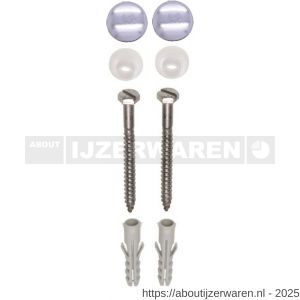 FISI closet toilet bevestigingsset DIN 571 6x70 mm verzinkt plug, rozet en afdekkap chroom - W40896516 - afbeelding 1