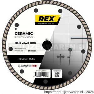 REX Ceramic diamant tegelzaagblad 115 mm asgat 22.23 mm tegels-natuursteen - W40841272 - afbeelding 1