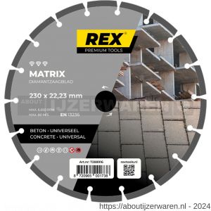 REX Matrix diamantzaagblad 230 mm asgat 22.23 mm universeel-beton - W40841269 - afbeelding 1