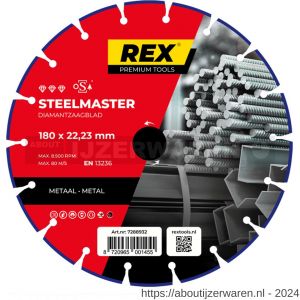 REX Steelmaster diamantzaagblad 180 mm asgat 22.23 mm metaal - W40841266 - afbeelding 1