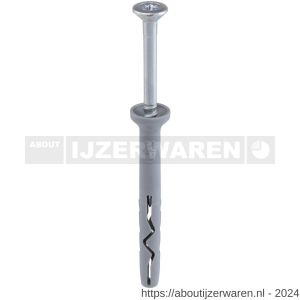 Klimas SM slagplug polyethyleen 10x140 mm platte kop PK Pozidriv PZ 3 verzinkt - W40897145 - afbeelding 2