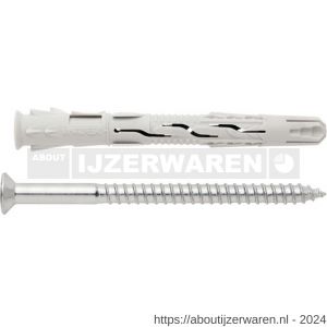 Index T-NUX A kozijnplug met schroef verzonken kop 10x80 mm nylon ETA vensterdoos - W40901079 - afbeelding 1