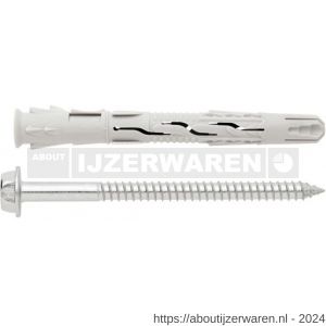 Index T-NUX E kozijnplug met schroef zeskant 8x80 mm nylon ETA zak - W40901114 - afbeelding 1