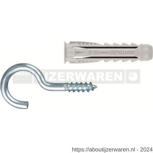 Index TN4S met AL-HA uniplug met schroefhaak 5x25 mm diameter 5 en 19x70/4.4x50 mm nylon blister - W40901300 - afbeelding 1