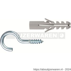 Index TACON met AL-HA plug met schroefhaak 6x30 mm diameter 6 en 20x80/5x55 mm nylon blister - W40901298 - afbeelding 1