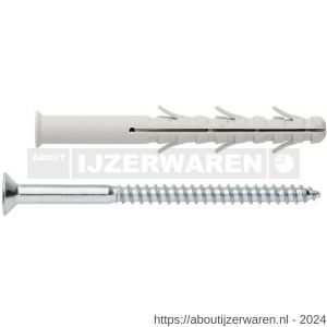 Index TC-6A kozijnplug met verzonken kop schroef 8x100 mm Torx nylon - W40901059 - afbeelding 1