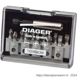 Diager Torsion bitset geleverd in koffer 12-delig Pozidriv PZ-Phillips PH-PL - W40877141 - afbeelding 1