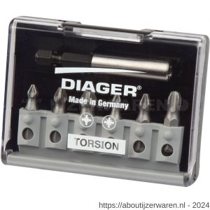 Diager Torsion bitset geleverd in koffer 7-delig Pozidriv PZ-PH - W40877143 - afbeelding 1