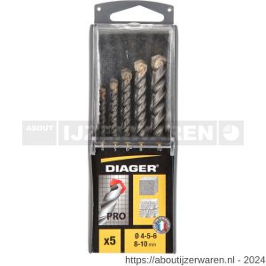 Diager Pro steenboorset 5 stuks 4-5-6-8-10 mm - W40877212 - afbeelding 3