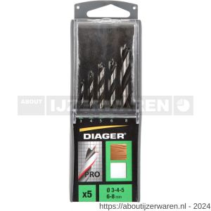 Diager PRO houtspiraalboorset 5 stuks 3-4-5-6-8 mm - W40877200 - afbeelding 3