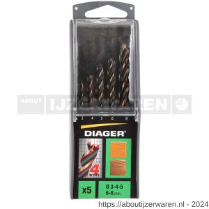 Diager 4wood Pro houtspiraalborenset 5 stuks 3-4-5-6-8 mm - W40877203 - afbeelding 3