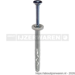 Klimas SMNK slagplug nylon 6x40 mm brede kraag Pozidriv PZ 2 verzinkt - W40897170 - afbeelding 1