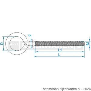 GebuVolco 012 schroefoog met borst M6x60 mm ijzer gegalvaniseerd - W50001906 - afbeelding 2