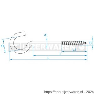 GebuVolco 013 schroefhaak met kleine haak 4.40x95/120 mm ijzer gegalvaniseerd - W50001418 - afbeelding 2