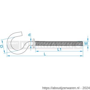 GebuVolco 016 schroefhaak metrisch met borst M4x38 mm ijzer gegalvaniseerd - W50001427 - afbeelding 2