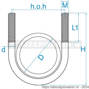 GebuVolco 040 U-beugel 1.1/2 inch M8x85x57x40 mm ijzer gegalvaniseerd - W50001094 - afbeelding 2