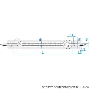 GebuVolco 063 windhaak met 2 schroefogen 4.40x100 mm RVS A2 - W50001724 - afbeelding 2