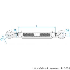 GebuVolco 077 spanwartel aluminium huis M10x125 mm aluminium-ijzer gegalvaniseerd - W50002004 - afbeelding 2