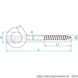 GebuVolco 115 krulhaak met houtdraad 8.85x120 mm RVS A2 - W50001329 - afbeelding 2