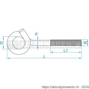 GebuVolco 116 krulhaak metrisch M10x120 mm RVS A2 - W50001330 - afbeelding 2