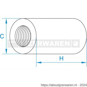 GebuVolco 388 ronde koppelmoer M10x40x13 mm ijzer gegalvaniseerd - W50002092 - afbeelding 2