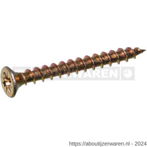 QZ 801 spaanplaatschroef platkop 5.0x25 mm Pozidriv PZ 2 staal gehard geelverzinkt - W50000530 - afbeelding 2