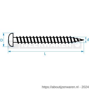 QZ 803 spaanplaatschroef panhead 3.5x20 mm Pozidriv PZ 2 staal gehard verzinkt - W50000269 - afbeelding 2