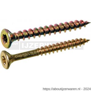 QZ 805 spaanplaatschroef platkop 3.0x12 mm Torx TX 10 staal gehard geelverzinkt - W50000894 - afbeelding 1