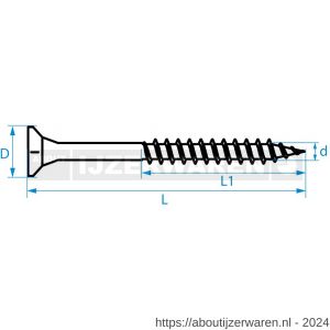 QZ 806 spaanplaatschroef platkop deeldraad 5.0x45/27 mm Torx TX 25 staal gehard verzinkt - W50000774 - afbeelding 5