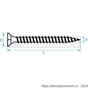 QZ 806 spaanplaatschroef platkop deeldraad 4.5x60/36 mm Torx TX 20 staal gehard verzinkt - W50000764 - afbeelding 3