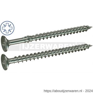 SilverMate 812 spaanplaatschroef platkop deeldraad 6.0x180/65 mm Pozidriv PZ 3 staal gehard verzinkt - W50000339 - afbeelding 1