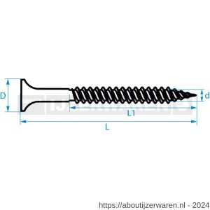 QZ 831 snelbouwschroef fijne draad type S trompetkop 4.2x75/50 mm Phillips PH 2 staal gehard gefosfateerd zwart - W50000188 - afbeelding 3