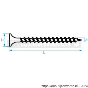 QZ 832 snelbouwschroef grove draad type C trompetkop 3.9x25 mm Phillips PH 2 staal gehard gefosfateerd zwart - W50001962 - afbeelding 2