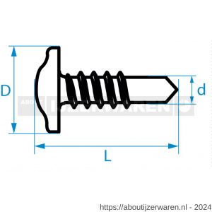 QZ 840 zelfborende schroef laagbolkop met flens 3.5x13 mm Phillips PH 2 staal gehard verzinkt - W50000169 - afbeelding 2