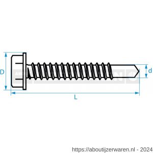 QZ 845 zelfborende schroef zeskant DIN 7504K USA 4.2x13 mm SW 1/4 inch staal gehard verzinkt - W50000094 - afbeelding 2