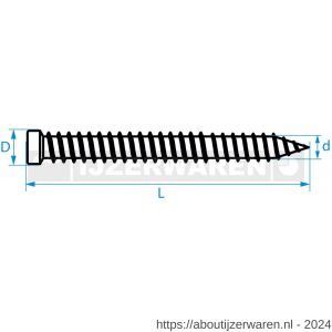 QZ 853 kozijnschroef cilinderkop 7.5x252 mm Torx TX 30 staal gehard verzinkt - W50000033 - afbeelding 2