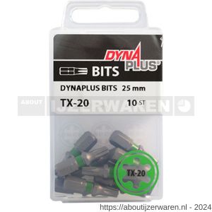 Dynaplus schroefbit 25 mm Torx TX 20 groen blister 10 stuks - W51407077 - afbeelding 2