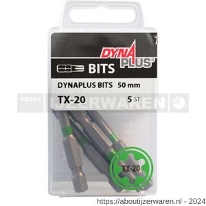 Dynaplus schroefbit 50 mm Torx TX 20 groen blister 5 stuks - W51407083 - afbeelding 2