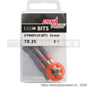 Dynaplus schroefbit 50 mm Torx TX 25 oranje blister 5 stuks - W51407084 - afbeelding 2