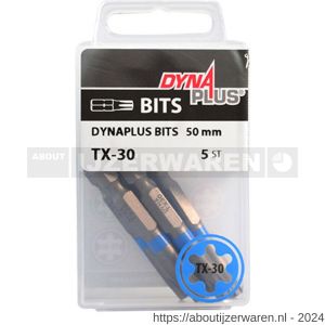 Dynaplus schroefbit 50 mm Torx TX 30 blauw blister 5 stuks - W51407085 - afbeelding 2