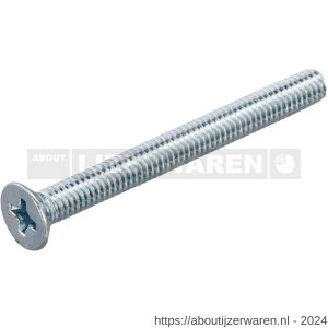 Hoenderdaal metaalschroef staal verzinkt VZ platkop PK Phillips PH 2 DIN 965 M5x45 mm 200 stuks - W51404171 - afbeelding 1