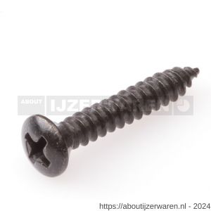 Hoenderdaal plaatschroef staal gezwart lenskop LK Phillips PH 2 DIN 7983C zelftappend 3.5x16 mm 100 stuks - W51404973 - afbeelding 1