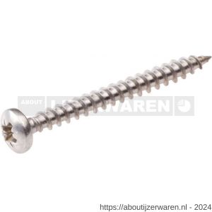 Homefix spaanplaatschroef RVS A2 cilinderkop CK Pozidriv PZ 2 4.0x30 mm blister 10 stuks - W51405409 - afbeelding 1