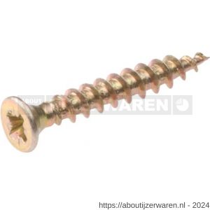 Hoenderdaal spaanplaatschroef geel verzinkt platkop PK 5 mm Pozidriv PZ 1 3.0x12 mm 200 stuks - W51405493 - afbeelding 1