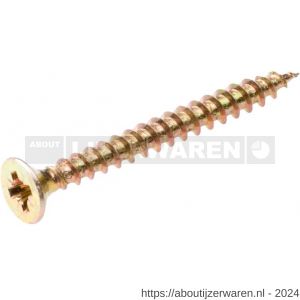 Hoenderdaal spaanplaatschroef geel verzinkt platkop PK Pozidriv PZ 2 4.0x20 mm 200 stuks - W51405822 - afbeelding 1