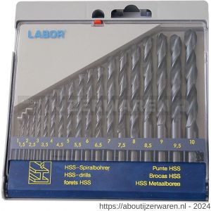 Labor KA030190 metaalborenset DIN 338 HSS-R rolgewalst kunststof 19-delig 1-10 mm x 0.5 mm doos - W50303273 - afbeelding 1